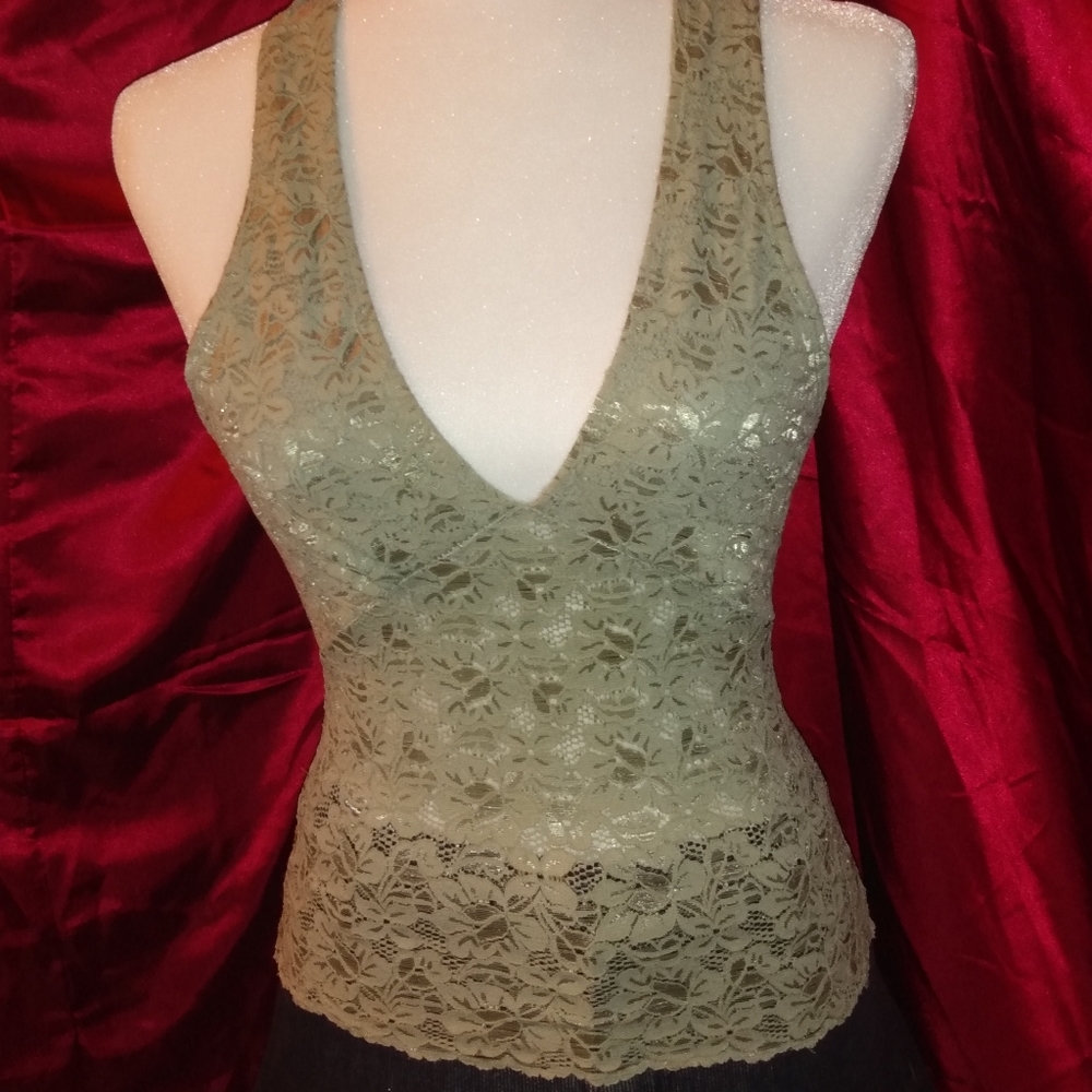 Lace semi see through Halter Top